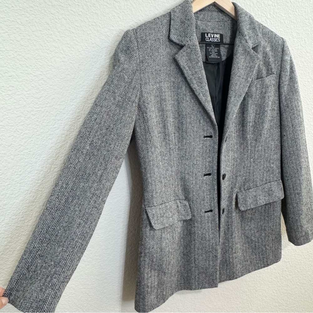 Larry Levine Classics Wool Blend Herringbone Blaz… - image 4